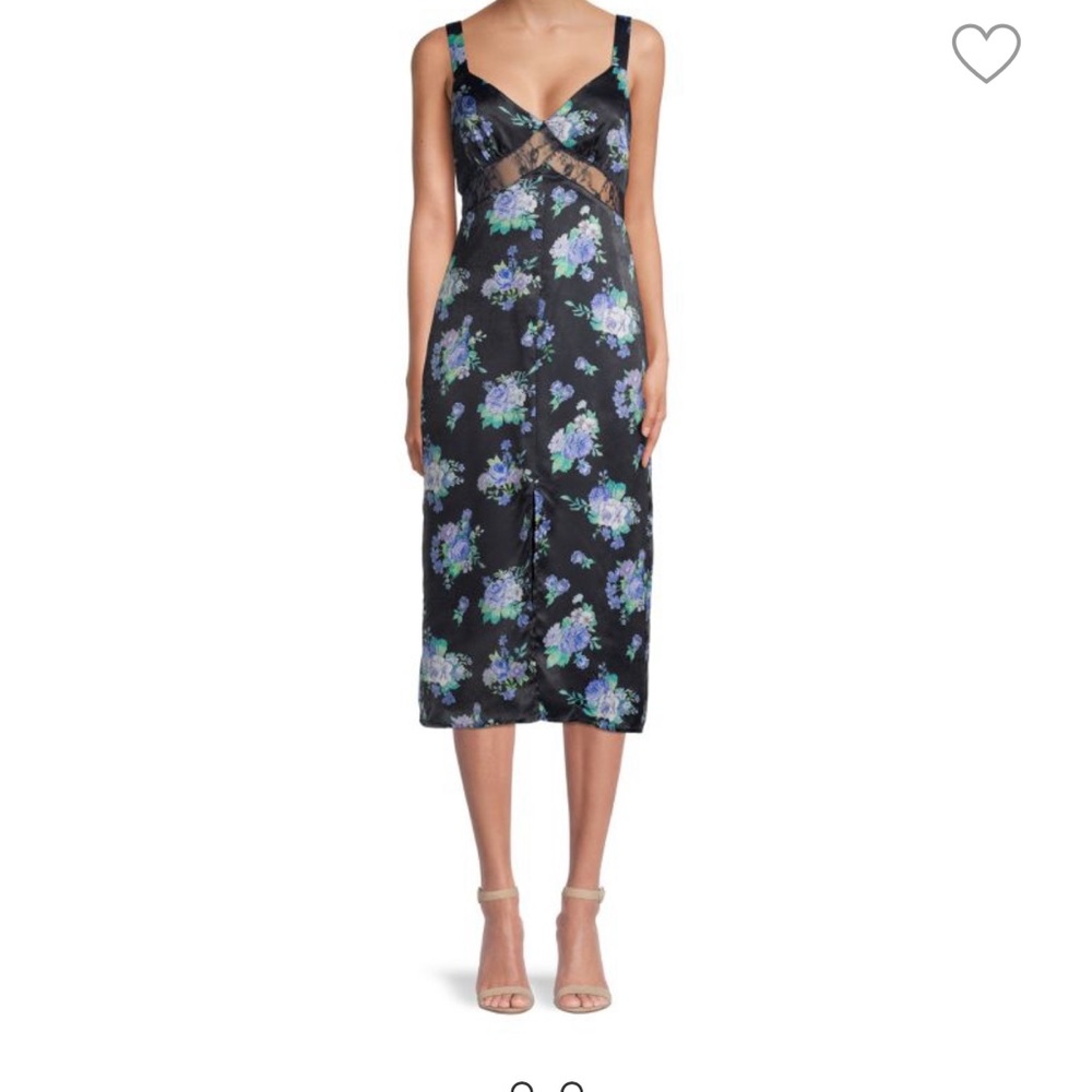 WeWoreWhat Floral Satin Midi Dress